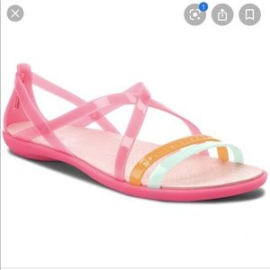 CROCS Pink and Orange Women's Sandals